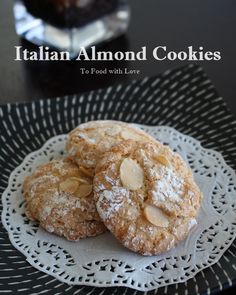 italian almond cookies on a white doily