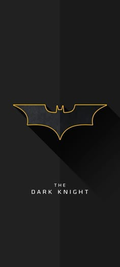 the dark knight logo is shown on a black background with long shadows and yellow highlights