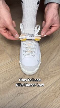 Strapz on Instagram: "Would you lace your sneakers like this?🤔👀 #sneakers #nikeblazer #hypebeast #shoesaddict #sneakerlover #kicksonfire #asmrsounds #asmr #instasneakers" How To Lace Blazer Mid 77, How To Lace Blazer Shoes, How To Lace Nike Blazers, Sneaker Laces Ideas, Blazer Shoes, Nike Blazer Low 77, Blazers Shoes, Sneakers Street Style