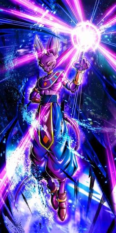 an image of a cartoon character flying through the air with purple and blue light streaks