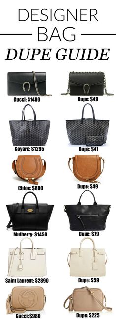 These are basically identical OMG. | Fashion blogger Mash Elle shares a complete designer bag dupe guide! Affordable designer bag dupes for Chloe, Gucci, Goyard, Gucci, Prada, Chanel, Clare V, Saint Laurent, Valentino, Fendi, Burberry, Givenchy and Mulberry! Handbags Uk, Design Bags, Clare V, Designer Totes, Super Ideas