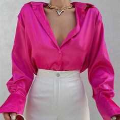 LKLY Exclusive. Not available in stores. Material: Satin Sleeve Length(cm): Full Style: Office Lady Questions? Contact us at support Asian Size Length Bust Sleeve Waist UNIT CM INCH CM INCH CM INCH CM INCH S 70 27.58 98 38.61 59 23.25 100 39.40 M 71 27.97 102 40.19 60 23.64 104 40.98 L 72 28.37 106 41.76 61 24.03 108 42.55 Note: 1.Measure error within 2-4cm is normal 2.This is Asian size, it is usually smaller than Europe's size, please check the above detailed measurement to choose the correct Satijnen Blouses, Outfit Elegantes, Blouses Vintage, Green Long Sleeve Top, Cardigan Casual, Shirts Women Fashion, Casual Summer Tops