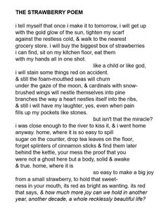 the strawberry poem is shown in black and white