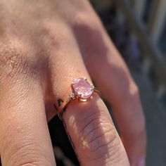 Peach sapphire engagement ring. Promise ring. Oval engagement | Etsy Pink Oval Three Stone Jewelry, Pink Oval Three-stone Jewelry, Oval Engagement Ring 3 Stone, Engagement Ring 3 Stone, Engagement Ring Gemstone, Ring 3 Stone, Peach Sapphire Engagement Ring, 3 Stone Ring, White Sapphire Engagement Ring