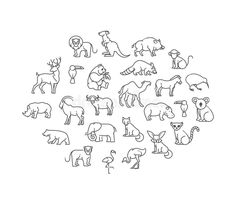 an animal icon set in the shape of a circle on a white background royalty illustration