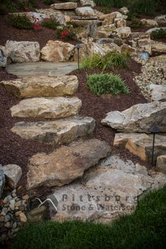 there is a rock garden in the yard