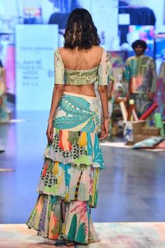 Shop for Payal Singhal Green Georgette Agnes Printed Top And Skirt Set for Women Online at Aza Fashions Payal Singhal, Printed Embroidery, Top And Skirt Set, Sequin Embroidery, Top Skirt Set, Top And Skirt, Sequins Embroidery, Green Top, Layered Skirt