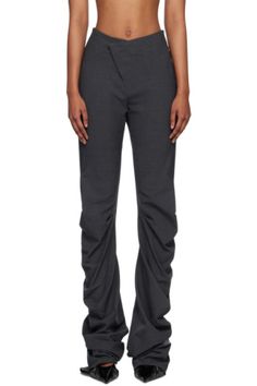 Ottolinger: Gray Drape Trousers | SSENSE Ottolinger Outfit, Ssense Pants, Ottolinger Pants, Draping Trousers, Drape Pants Outfit, Fold Trousers, Draped Trousers, Trousers Aesthetic, Cool Trousers