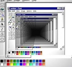 a computer screen shot of the inside of a room with color swatches on it