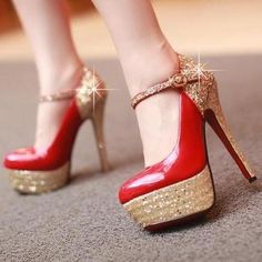 Gold Heels With Red Sole And Round Toe, Wedding Shoes High Heels, Glitter High Heels, White Wedding Shoes, Beautiful High Heels, Bridesmaid Shoes, Ankle Strap Shoes, Prom Shoes, Shoe Show