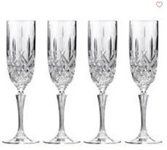 four wine glasses sitting next to each other on a white background with the words, i love