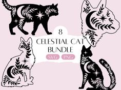 the 8 celestial cat bundle is available in svg and dxf formats