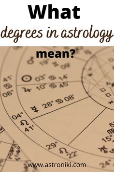 an astro wheel with the words what degrees in astrology mean?