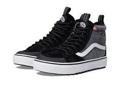 Vans SK8-Hi(r) MTE-2 - Shoes : Pewter/Black : Don't let anything stand between you and your next adventure in the Vans SK8-Hi MTE-2. Traditional lace-up closure in a round toe silhouette. The brand new All-Trac outsole rubber compound provides flexible, true all-weather grip that significantly aides in overall traction on all kinds of surfaces. The zonal Primaloft Insulation package uses a high-quality microfiber thermal insulation system to mimic the warmth-providing properties of down, keeping Casual High-top Sneakers For Winter Sports, Sporty Slip-resistant Lace-up Hiking Boots, Slip-resistant Lace-up Sneakers For Outdoor Activities, Insulated Lace-up Waterproof Boots For Streetwear, Vans Waterproof Low-top Sneakers, Vans High-top Sneakers For Winter Sports, Winter High-top Slip-resistant Sneakers, Winter Low-top Slip-resistant Sneakers, Sporty Waterproof Vans Sneakers