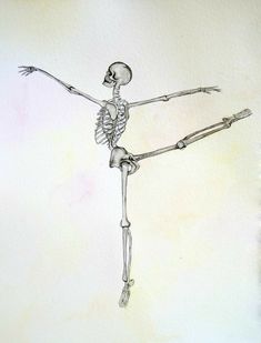 a drawing of a skeleton is shown in the air with its arms extended and legs spread out