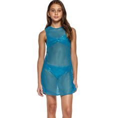 Little Peixoto knit cover-up Remi mini dress in turquoise blue. Pullover style. Imported. Polyamide, elastane. Size Conversion: (XS = 2/4), (S = 6/8), (M = 10/12), (L = 14). Girls Outerwear, Blue Pullover, Summer Hats, Swimwear Accessories, Hair Accessories Headbands, 8 M, Turquoise Blue, Pullover Styling, Girls Shoes