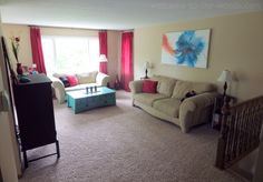 the living room is clean and ready for us to use in its new owner's home