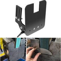 two pictures showing the different parts of a machine and how to use them for cutting metal