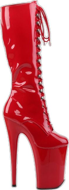 Red Heeled Boots For Party, Fitted Red Heeled Boots, Red Fitted Patent Leather Heeled Boots, Red Fitted Patent Leather Boots, Fitted Red Patent Leather Heeled Boots, Fitted Red Patent Leather Boots, Fitted Patent Leather Boots With Red Sole, Party Heeled Boots With Red Sole, Elegant Red Lace-up Boots