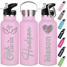 PRICES MAY VARY. 🥰Custom water bottle: 7 colors and 12 or 26oz water bottles for you to customize, click the “customize now” to add our fun icons and your name/text to make your water bottle even more unique! 💝Perfect gift: Get the personalized water bottle gift for your friends, family, co-workers, or yourself during back-to-school season, graduation season, birthdays, anniversaries, Christmas, parties, camping, hiking, exercise and travel and it will become everyone's favorite! 💪Excellent i Engraved Water Bottles, Sports Office, Water Bottle Gift, Amazon Travel, Custom Water Bottles, School Season, Bottle Gift, Personalized Water Bottles, Steel Water Bottles