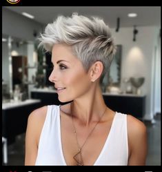 Hairstyle For Women Over 40, Face Shape Hair, Edgy Short Haircuts, Hairstyle For Women, Short Spiked Hair, Short Silver Hair, Short Hair Images, Crop Hair, Spiked Hair