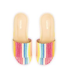 With a playful sensibility, we designed the Alex Sandal as Summer's ode to ease. With a rainbow motif and a flatform base, this slide will bring an element of whimsy to any outfit. Pink Raffia lace fabric Open round toe 2.5 inch platform Finely crafted rubber sole for support, durability, and comfort Insole with memory foam cushion and hot stamp logo Handmade in Brazil Makeup Travel Case, Jennifer Fisher, Boot Pumps, Sandals For Sale, Pumps Flat, Pump Sandals, Beauty Accessories, Shoe Brands, Platform Sandals