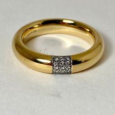 Gold Thick Band Diamond Ring With Single Cut Diamonds, Yellow Gold Diamond Ring With Thick Band, Anniversary Dome Ring With Pave Setting In Yellow Gold, Anniversary Yellow Gold Dome Ring With Pave Setting, Simple Rings, Wedding Simple, April Birthstone, Diamond Gold, Rings Simple