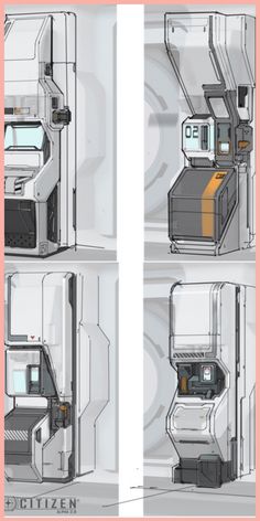 four different views of the inside of a refrigerator