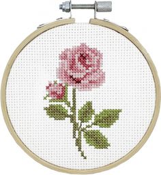 This design features a beautiful rose! 

Kit Includes: 14 ct aida Fabric, threads, needles and instructions. Included: 4" Hoop. Finished size: 4" diameter. Coquette Cross Stitch, Roses In Cross Stitch, Mini Cross Stitch Patterns Free, Simple Rose Cross Stitch Pattern Free, Cross Stitch Rose Flowers, Rose Cross Stitch Pattern Simple, Letter Cross Stitch, Cross Stitch Designs Flowers Rose, Rose Cross Stitch