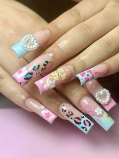 Patterned Acrylic Nails, Unique Acrylic Nail Designs, Acrylic Nail Set, Perfect Skin Care Routine, Unique Acrylic Nails, Acrylic Nails Coffin, Unique Nails, Fancy Nails, Perfect Skin