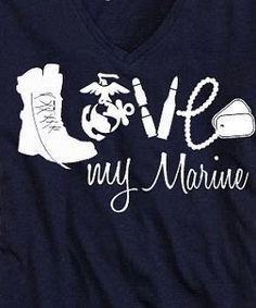 a t - shirt that says love my marine with boots and an eagle on it