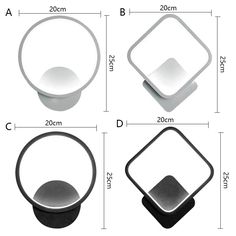 three different angles of the same object, one with a square and one with a rectangle