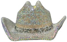 Western Style Bling Hats For Rodeo, Western Bling Hat For Rodeo, Western Hats With Bling For Rodeo, Western Style Hat With Bling And Curved Brim, Western Wide Brim Hat With Bling, Silver Hat With Rhinestones For Rodeo, Silver Festival Hat With Rhinestones, Western Silver Hat With Rhinestones, Silver Rhinestone Hat For Rodeo