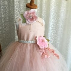 Flower Girl Blush Tutu Dress Hand Dyed. Silk Top And Flower Brooch On Waist With A Rhinestones Belt, Matching Flower Hair Clip All Included With This Beautiful Girls Dress. Ivory Color Also Available Pink Dress With Floral Applique, Spring Floral Embellished Princess Dress, Pink Flower Princess Dress For Dress-up, Fancy Toddler Dress, Girls Evening Dresses, Holiday Formal Dresses, Toddler Princess Dress, Girls Fancy Dress, Gold Evening Dresses