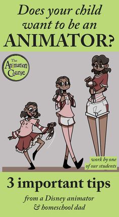 an advertisement for the animation course, which features three women in different outfits and text that reads