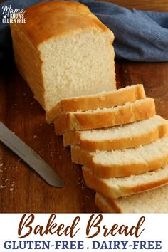 sliced loaf of bread sitting on top of a wooden cutting board next to a knife