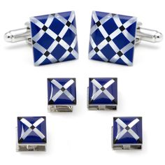 Mother of Pearl Diamond Stud Set Image 1 Onyx Cufflinks, Argyle Pattern, Stud Set, The Expert, Pearl Diamond, Diamond Stud, Metal Base, Stone Settings, Blue Stone