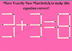 two matchsticks to make the word eqf on a pink background with black letters