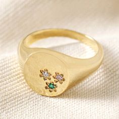 Multicolured Crystal Daisy Signet Ring in Gold - P I C N I C Gold Signet Ring With May Birthstone, Dainty Gold Flower Ring With Cubic Zirconia, Gold Cubic Zirconia Flower Ring, Gold Flower Ring With Emerald, Gold Flower Ring With Birthstone For Promise, Gold Flower Ring With Birthstone, Gold Flower Ring With May Birthstone, Gold Flower Ring For Anniversary - May Birthstone, Gold Flower Ring For Anniversary, May Birthstone