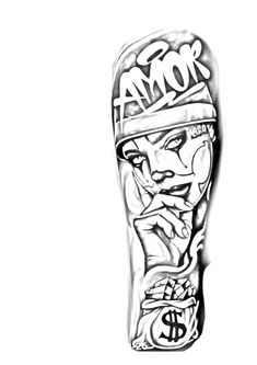 a black and white drawing of a skateboard with graffiti on it's face