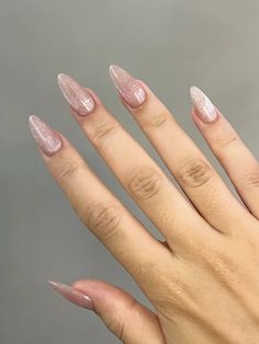 Baby Pink Glitter Nails, Pink Glitter Nails, Aesthetic Pics, Funky Nails, Nude Nails, Pink Glitter, Glitter Nails, Stylish Nails, Pink Nails