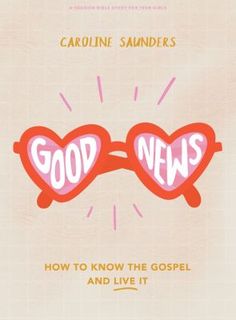 a book cover with two hearts and the words good news written on them in pink