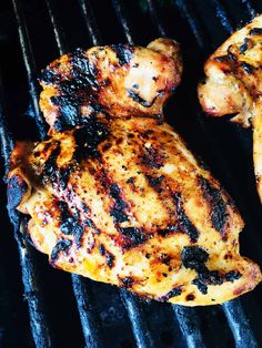 grilled chicken and potatoes on the grill