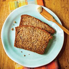 two slices of bread are on a plate