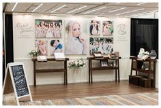 an event room with pictures on the wall