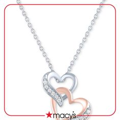 in stock Macy's Jewelry For Valentine's Day Anniversary, Macy's Necklaces For Mother's Day, Macy's Necklace For Anniversary On Valentine's Day, Macy's Heart Pendant Jewelry Gift, Rose Gold Double Heart Necklace For Valentine's Day, Heart-shaped Necklace From Macy's As A Gift, Macy's Heart-shaped Necklace For Gift, Intertwined Hearts, Heart-shaped Diamond Necklace With Heart Charm For Valentine's Day