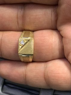 Gold Rectangular Ring With Single Diamond, Rectangular Gold Ring With Single Diamond, Cz Ring, Multi Stone Ring, Ring Band, Austin Tx, Stone Ring, Stone Rings, Band Rings