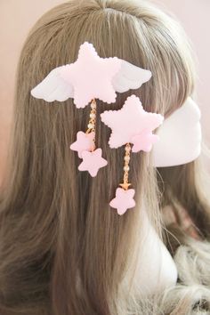 Fairy Kei 2 Pcs kawaii hair clip - Star Tassels Cute Lolita Hair Clip Fairy Kei Fashion, Kawaii Hair Clips, Cute Hair Clip, Kawaii Hairstyles, Star Hair, Kawaii Accessories, Cute Hair, Cute Stars, Head Accessories