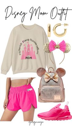 Travel Outfit- Disney Mom Outfit- Pink Outfit- Disney Vacation Outfit- Pack for Disney- Minnie Mouse- Disney Princess- Mom Sweatshirt- Mothers Day Gift Idea- Rose Gold-   #LTKmidsize #LTKtravel #LTKstyletip  Follow my shop @Jordyn_Conejo on the @shop.LTK app to shop this post and get my exclusive app-only content!  #liketkit  @shop.ltk https://liketk.it/4EDoj Disneyland Princess Outfit, Mother Daughter Disney Outfits, Disneyland Mom Outfit, Disney World Birthday Outfit, Mom Disney Outfit, Disney Mom Outfit, Disney Outfits Family, Harry Potter Trip