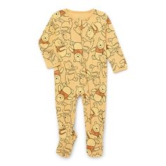 Your little one will love this adorable Winnie the Pooh sleep 'n play. Two-way zip make for easy dressing. This sleep 'n play makes for a versatile staple in any infant's closet. This makes for a great baby shower gift- especially for the Winnie the Pooh fan! Size: 3-6 Months.  Color: Gold.  Gender: male. Winnie The Pooh Character, Baby Layette Set, Baby Layette, Baby Closet, Layette Set, Baby Mouse, Wishes For Baby, Easy Dressing, Neutral Baby